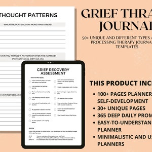 Grief Therapy Planner, Grief Planner, Grief Journal, Grief Promptly Journal, Therapy Journal Worksheets, Digital Mental Health Pages