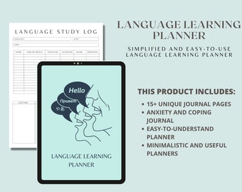 Taalleerplanner en notitieboekje, taalleerder, taalplanner, taalstudie, taalstudieplan, printables en studieplan