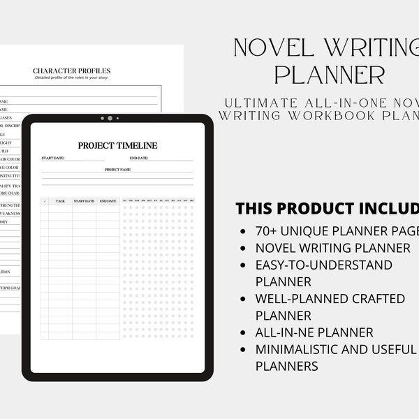 Novel Writing Planner, Novel Writing Digital Planner, Writing, Novel Planner, Author Planner, Fiction Writing Planner, Novel Writer Gift