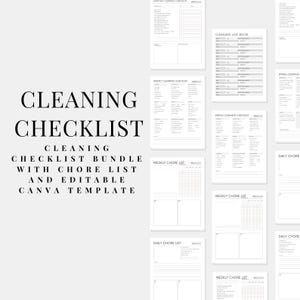 Lista maestra de limpieza, lista de verificación para limpieza profunda del hogar, lista de verificación para limpieza del baño, tabla de tareas para adultos, planificador de limpieza, tabla de tareas familiares