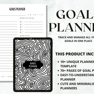 Goal Planner BUNDLE, 2023 Goals Tracker, SMART Goal Setting, Monthly Goal Tracker, Productivity, Vision Board Printables, Goal Planner Book