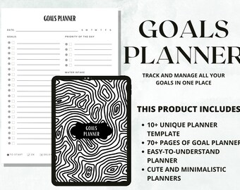Goal Planner BUNDLE, 2023 Goals Tracker, SMART Goal Setting, Monatlicher Goal Tracker, Produktivität, Vision Board Printables, Goal Planner Book