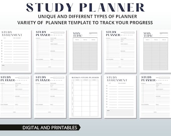 Daily Study Planner, Study Plan, Study Checklist, Grad School Planner, Study Motivation, Exam Planner, University Planner, Study Tracker