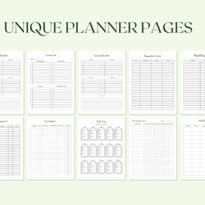 May include: A set of printable planner pages with titles such as "Seasonal Checklist", "Meal Shopping List", "Meal Rotation", and "Repelling Tracker".