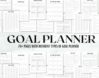 Goal Planner BUNDLE, 2023 Goals Tracker, SMART Goal Setting, Monatlicher Goal Tracker, Produktivität, Vision Board Printables, Goal Planner Book