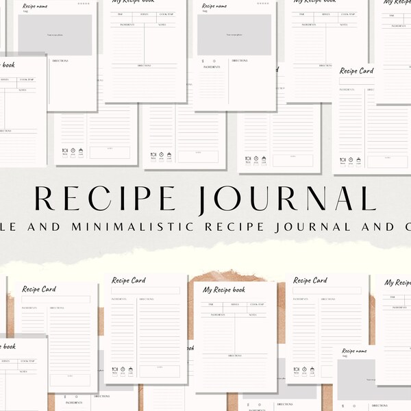 Digital Recipe Book, Recipe Journal, Blank Digital Recipe Book, Recipe Book Template, Recipe Tracker, Recipe Planner, Digital Meal Planner