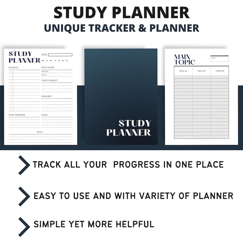 Minimalist Study Planner Printable, Academic Study Planner Printable ...