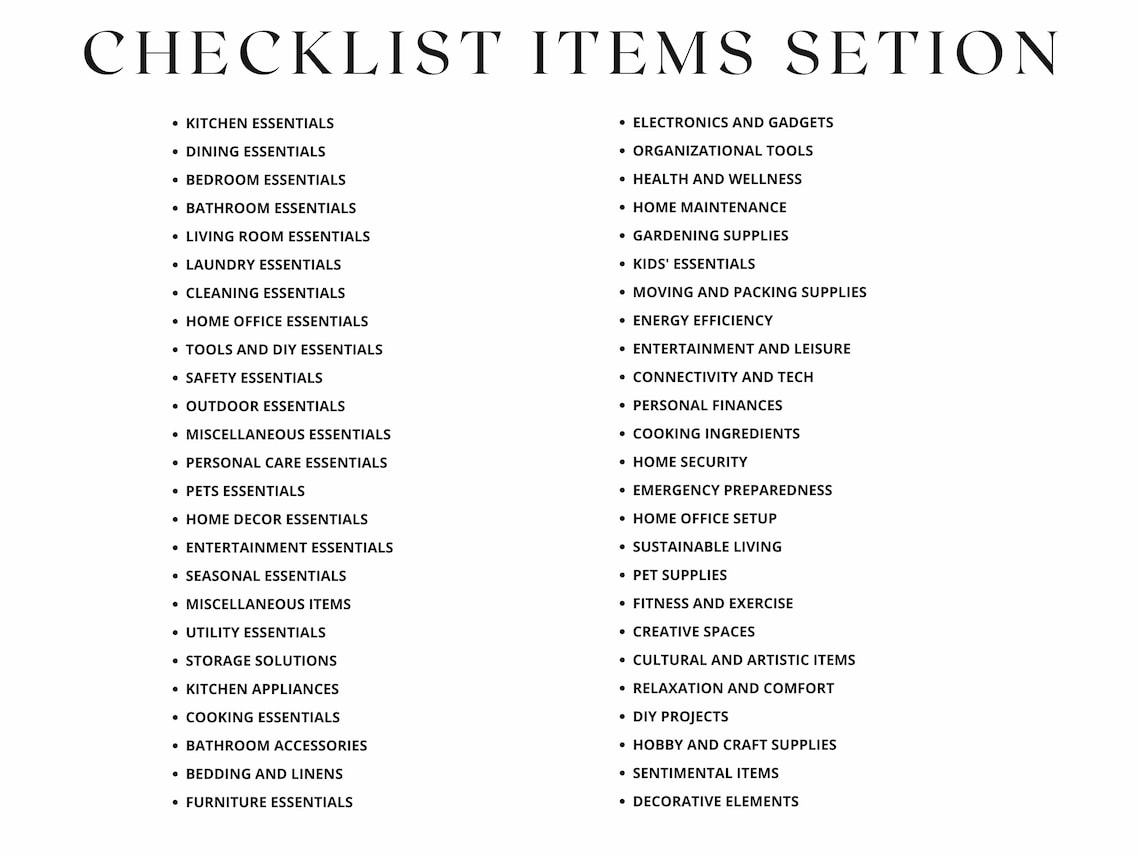 New Home Essentials Checklist New Home Checklist Home Etsy New Home Essentials Checklist New Home Checklist Home Etsy