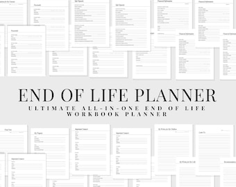 End of Life Planner, Death Binder, What if Binder, Emergency Binder, Death Planner, Estate Planning, Funeral Planner, Just in Case Planner