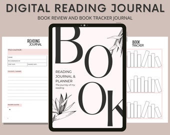 Digital Reading Journal, Digital Reading Planner, Reading Tracker, Reading Journal, Book Reviews, Reading Journal Printables, Reading Log