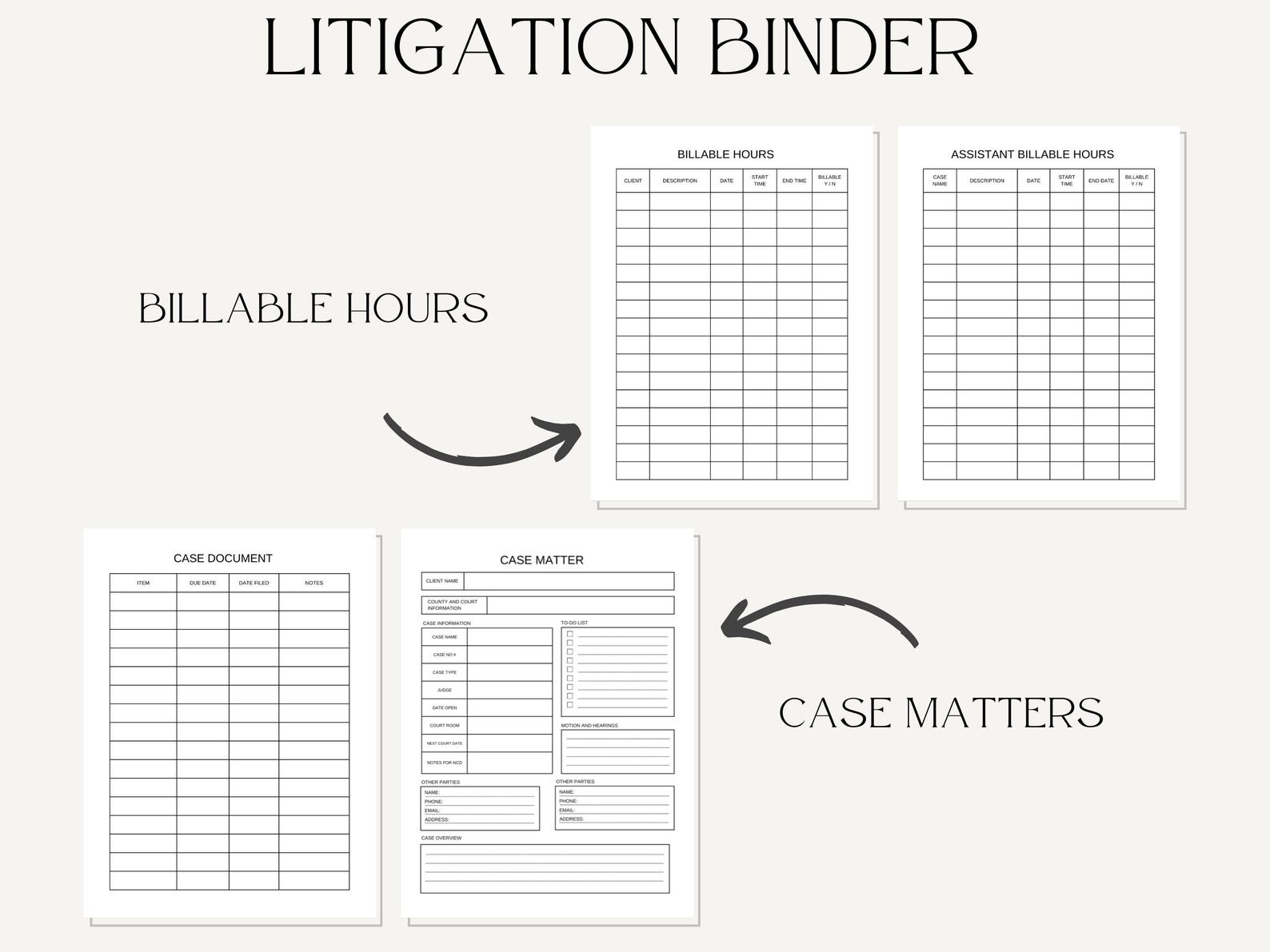 Litigation Binder, Case Management, Paralegal Litigation Tracker, Legal ...