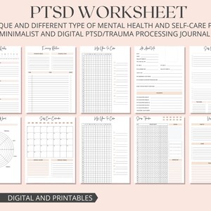 PSTD Worksheets, Trauma Processing Journal, Trauma Processing Worksheets, emotion list, Therapy Journal | Mental Health Workbook