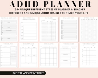 Digital Adhd Planner, PDF Adhd Planner, Adhd T0-Do list, Adhd Adult Planner, Adhd Goal Planner, ADHD Journal,  Adhd Notebook, ADHD Pdf