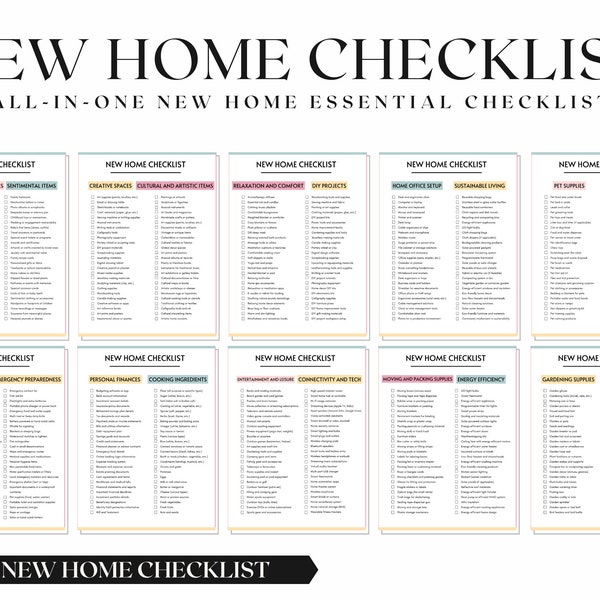 New Home Essentials Checklist, New Home Checklist, Home Checklist, Home Binder, Moving Checklist, Apartment Checklist, First Home Checklist