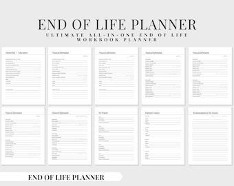 End of Life Planner, When I Die Planner, Emergency Binder, Estate Planning, Important Document Organizer, Just in Case Planner, Legacy Plan