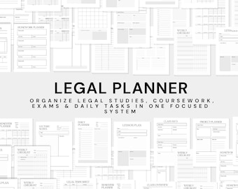 Legal Planner for Law Students and Lawyers | Law School Study Organizer, Exam Prep & Notes | Bar Exam Study Planner, Law School