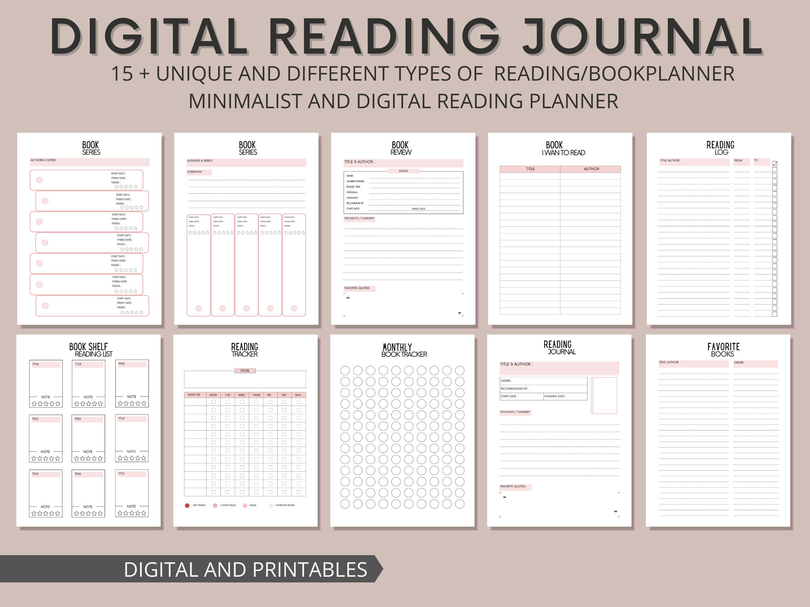Digital Reading Journal, Digital Reading Planner, Reading Tracker