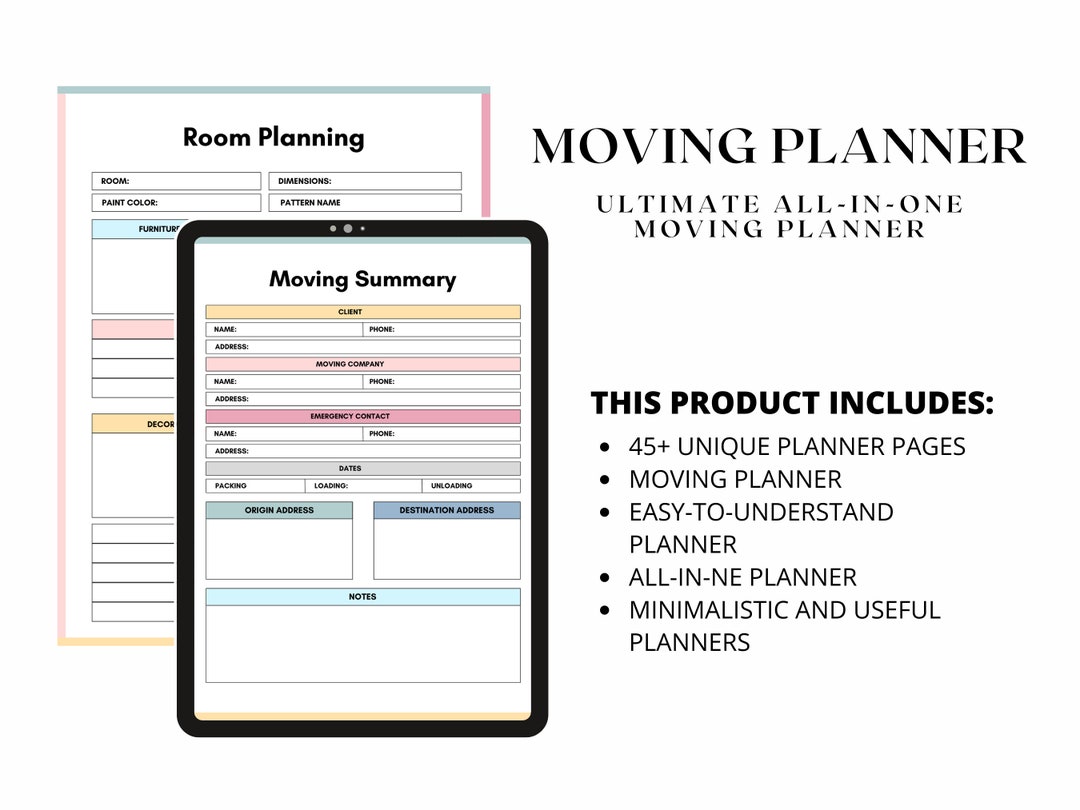 Moving Planner Printable, Moving Checklist, Moving Binder, Moving List ...