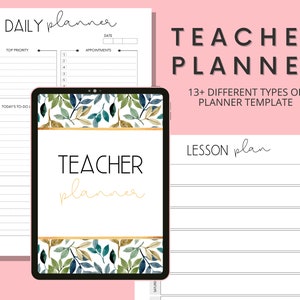Teacher Planner, Teacher Digital Planner | Digital Planner, Daily, Weekly & Monthly Planner, Teacher Planner and Grade Book, Undated Planner