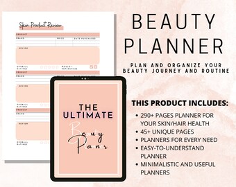 ULTIMATE Beauty Planner Bundle, Skincare Chart, Skincare Organizer, Skincare Routine, Skincare Templates, Makeup Planner, Planner Printable