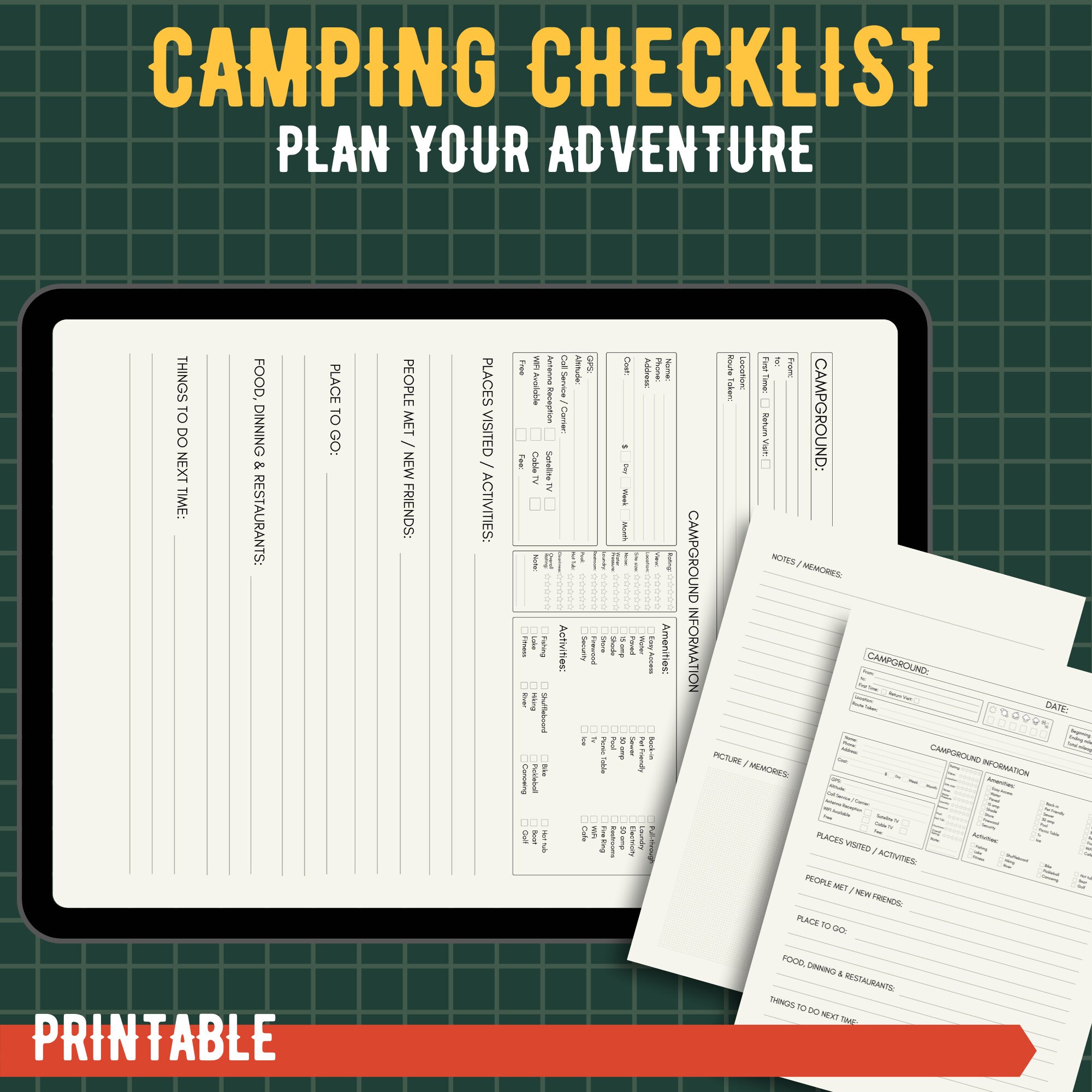 Camping Planner Checklist | Tent Glamping Check List Binder | Minimal ...