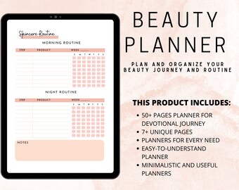ULTIMATE Beauty Planner Bundle, Skincare Chart, Skincare Organizer, Skincare Routine, Skincare Templates, Makeup Planner, Planner Printable