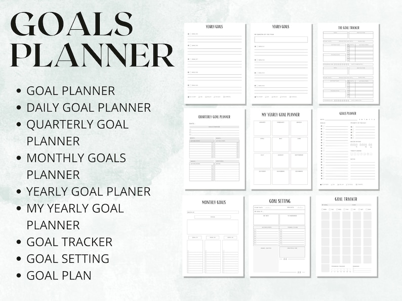 Goal Planner Goal Planner Printables Daily Goal Planner Etsy