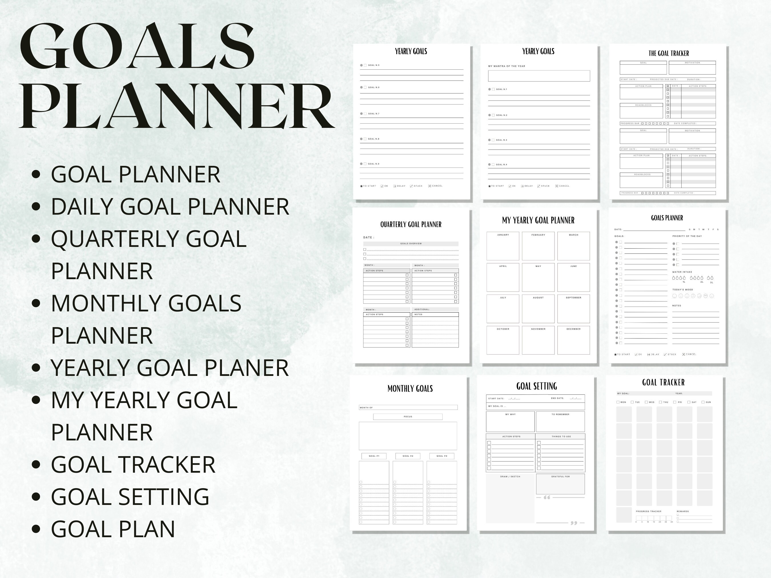 Goal Planner BUNDLE, 2023 Goals Tracker, SMART Goal Setting, Monthly
