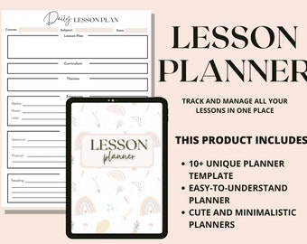 Lesson Planner, Lesson Plan Template, Lesson Planner Printable, Homeschool Lesson Planner | Digital Lesson Planner | Lesson Planner PDF