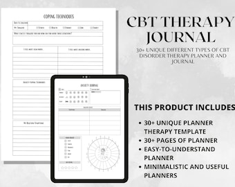 CBT Anxiety Journal imprimable, CBT Activity Book, Therapy Worksheets, Manage Worries Workbook, Anxiété Workbook, CBT Worksheet, Self Care