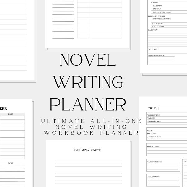 Novel Writing Planner, Novel Writing Digital Planner, Writing, Novel Planner, Author Planner, Fiction Writing Planner, Novel Writer Gift