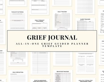 Printable Guided Grief Journal PDF, Grief Journal Prompts, Grief Worksheets, Grief Tracker, Healing Workbook, Grief Therapy, Writing Therapy