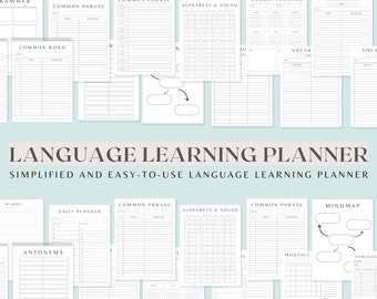 Taalleerplanner en notitieboekje, taalleerder, taalplanner, taalstudie, taalstudieplan, printables en studieplan