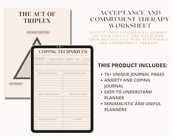 Feuilles de travail sur la thérapie ACT, thérapie d'acceptation et d'engagement, outils de thérapie, feuilles de travail sur la thérapie, valeurs de la TCC, fiches de travail sur la santé mentale