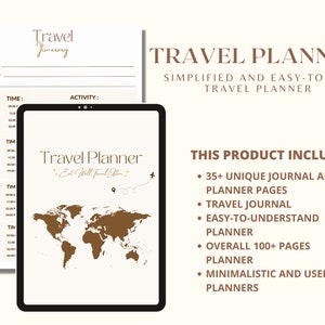 Travel Planner Printable, Digital Travel Planner, Travel Itinerary, Travel Journal, Travel Planner, Travel Template, Vacation Planner