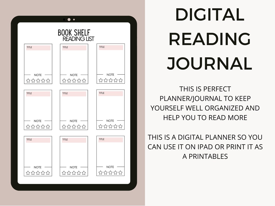 Digital Reading Journal, Digital Reading Planner, Reading Tracker