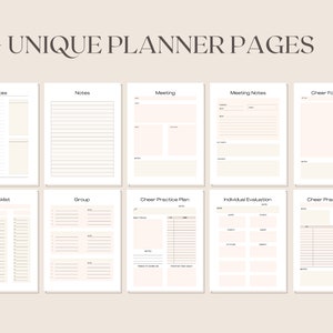 Peut inclure: Un ensemble de pages de planificateur imprimables avec des titres tels que "Notes", "R&eacute;union", "Liste de contr&ocirc;le", "Groupe", "Plan d'entra&icirc;nement aux encouragements", "&Eacute;valuation individuelle" et "Formation aux encouragements".