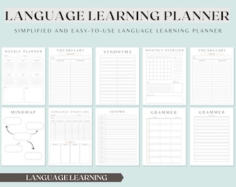 Language Learning Planner and Notebook, Language Learner, Language Planner, Language Study, Language Study Plan, Printables and Study Plan