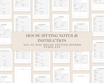 House Sitter Instruction and Notes, House Sitting Binder, House Sitting Guide, House Sitter Instructions Printable, House Sitter Info