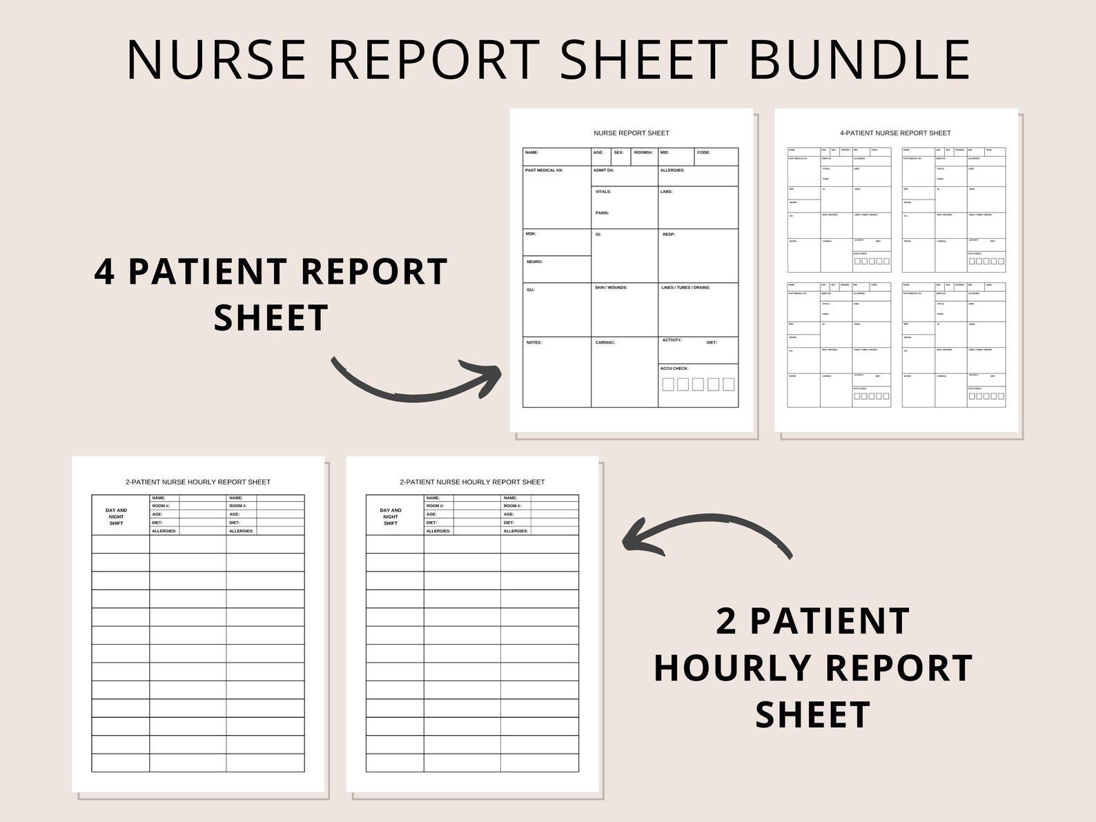 Nurse Report Sheet Printable, Nurse Shift Planner, Nurse Hourly To-do ...