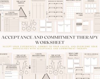 Acceptance and Commitment Therapy Worksheets, ACT Therapy , Therapy Worksheets, CBT Values Bullseyes, Therapy, Mental Health Worksheets, DBT