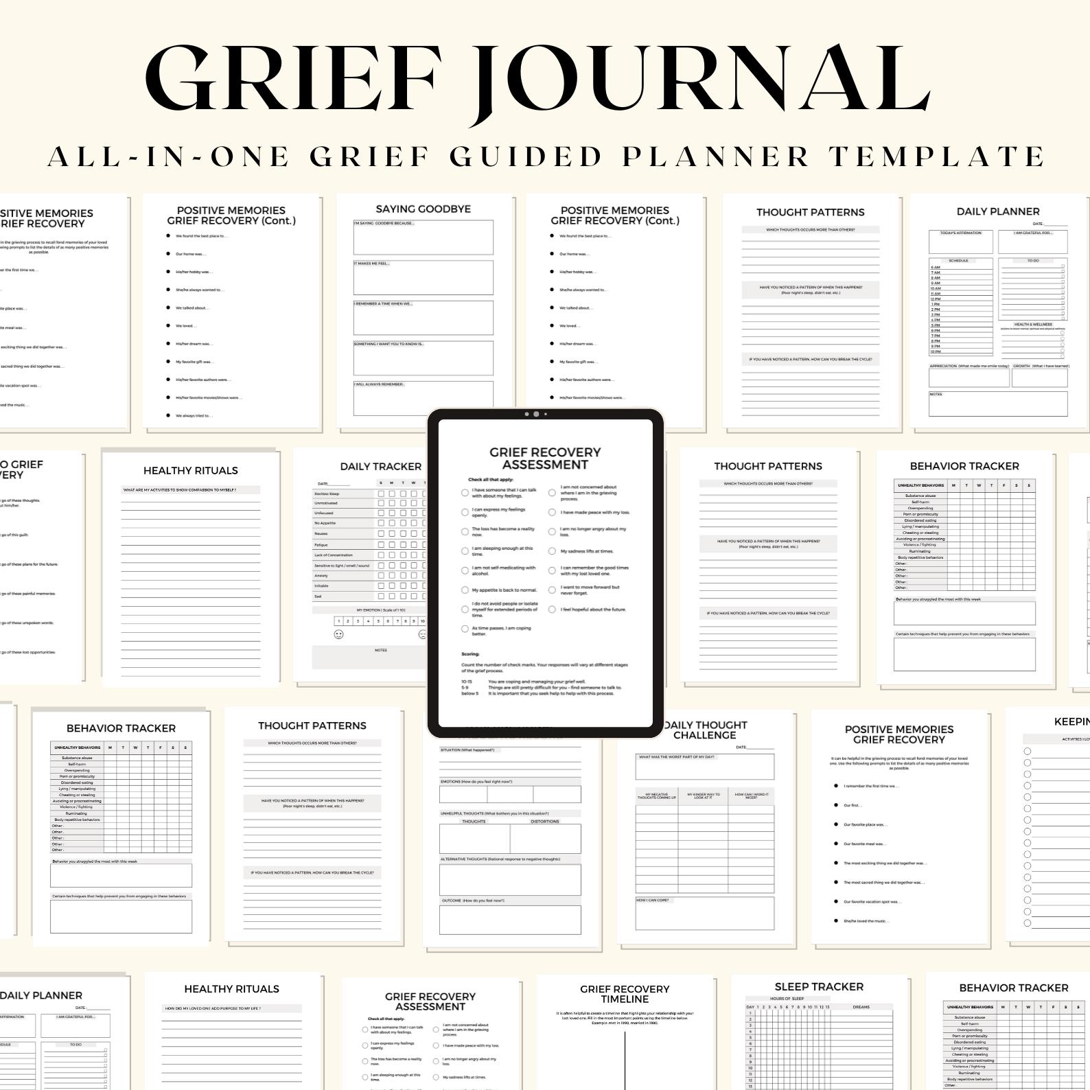 Guided Grief Journal – Grief Journal Prompts PDF, Grief Worksheets ...