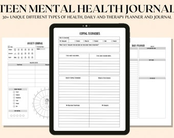 Teen Mental Health Journal, Teen Therapy Journal, Teen Coping Skills, Teen SelfCare Journal, Teen Health Journal, Teen Mental Health Planner