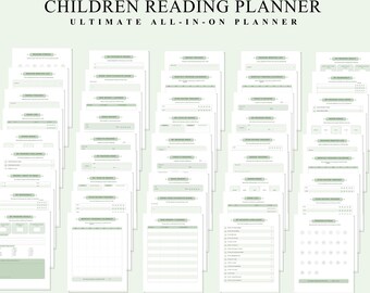 Leseplaner für Kinder, Lesetagebuch für Kinder, Lesejournal (PDF), Vorlage für einen Buchbericht, Sternebewertungstabelle, Genre-Bingo-Blatt
