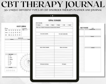 CBT Anxiety Journal imprimable, CBT Activity Book, Therapy Worksheets, Manage Worries Workbook, Anxiété Workbook, CBT Worksheet, Self Care