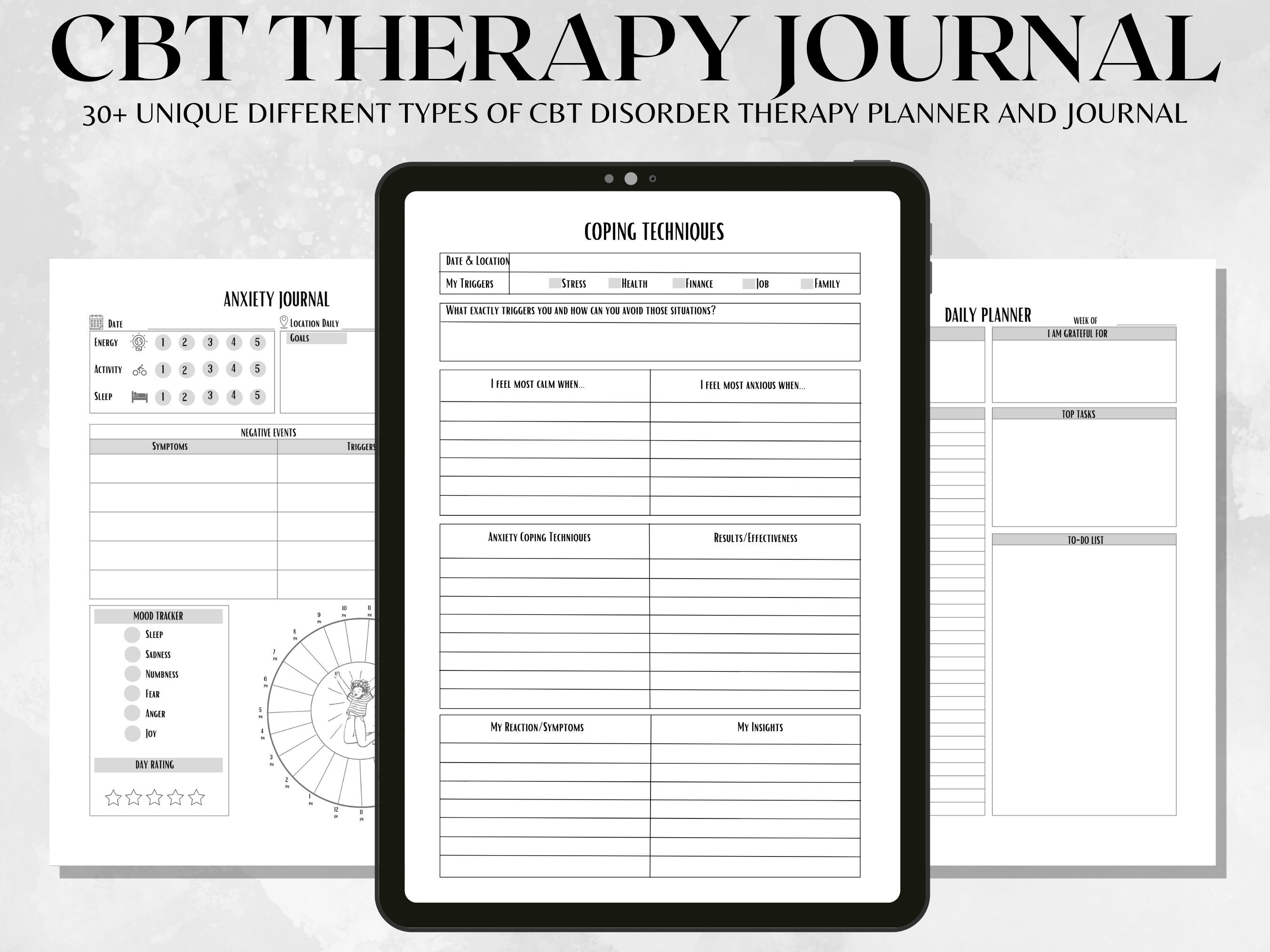 CBT Anxiety Journal Printable, CBT Activity Book, Therapy Worksheets ...
