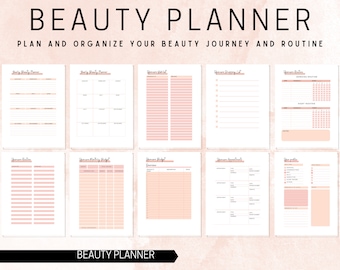 ULTIMATE Beauty Planner Bundle, Skincare Chart, Skincare Organizer, Skincare Routine, Skincare Templates, Makeup Planner, Planner Printable