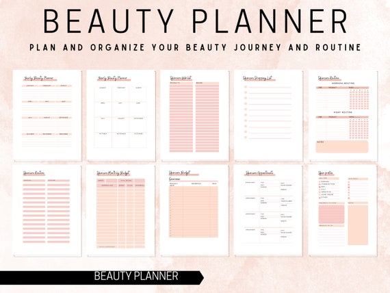 ULTIMATE Beauty Planner Bundle, Skincare Chart, Skincare Organizer, Skincare Routine, Skincare Templates, Makeup Planner, Planner Printable