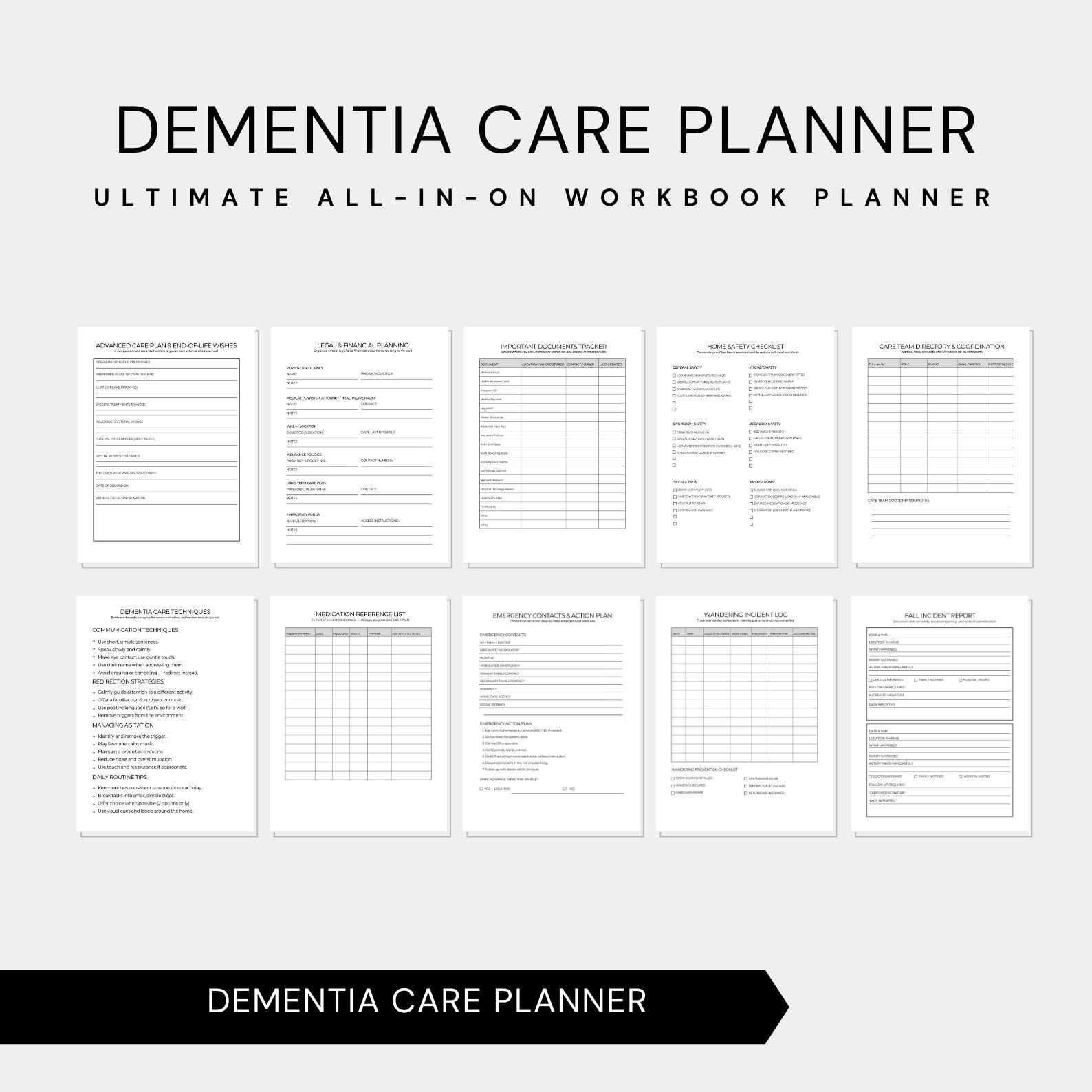 Dementia Care Planner Printable, Caregiver Binder & Logbook, Alzheimers ...