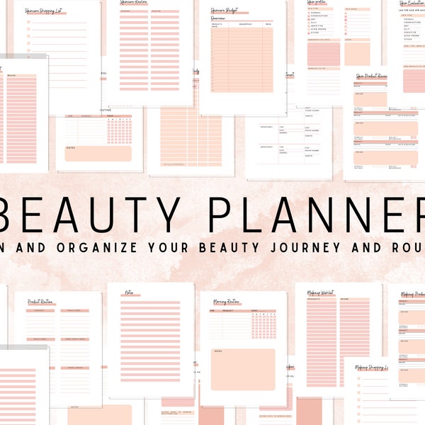 ULTIMATE Beauty Planner Bundle, Skincare Chart, Skincare Organizer, Skincare Routine, Skincare Templates, Makeup Planner, Planner Printable